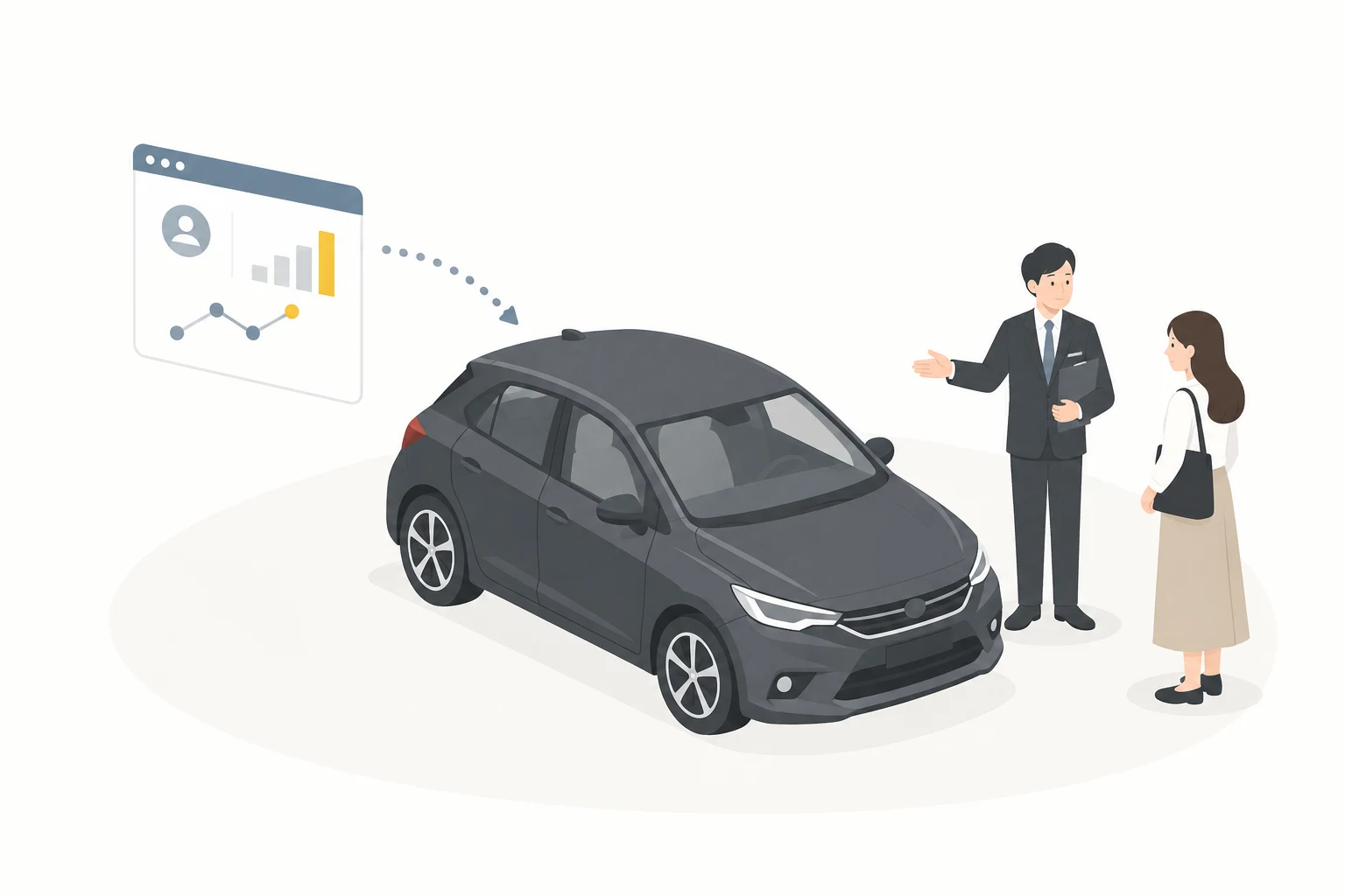 輸入車ディーラー様のWeb集客の仕組み構築のイラスト
