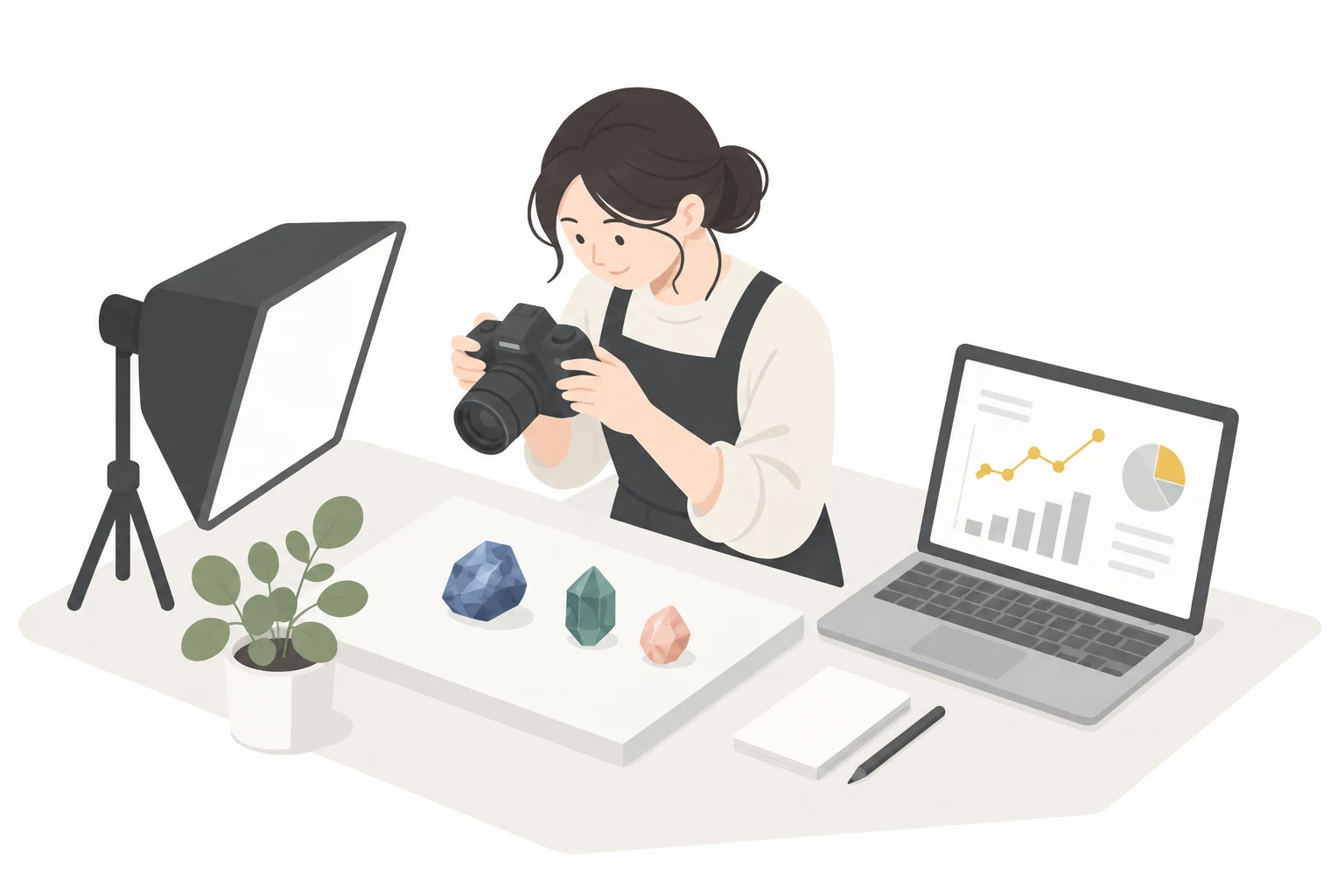 天然石ショップ様のECサイト構築とSEOのイラスト